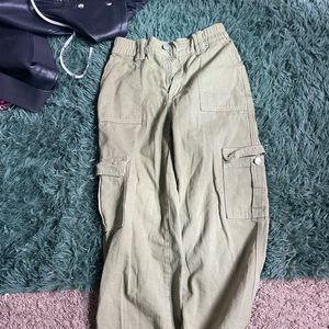 Green straight leg cargos